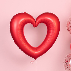 Шар (37''/94 см) Сердце, Контур, Красный, Сатин, 1 шт. в уп.