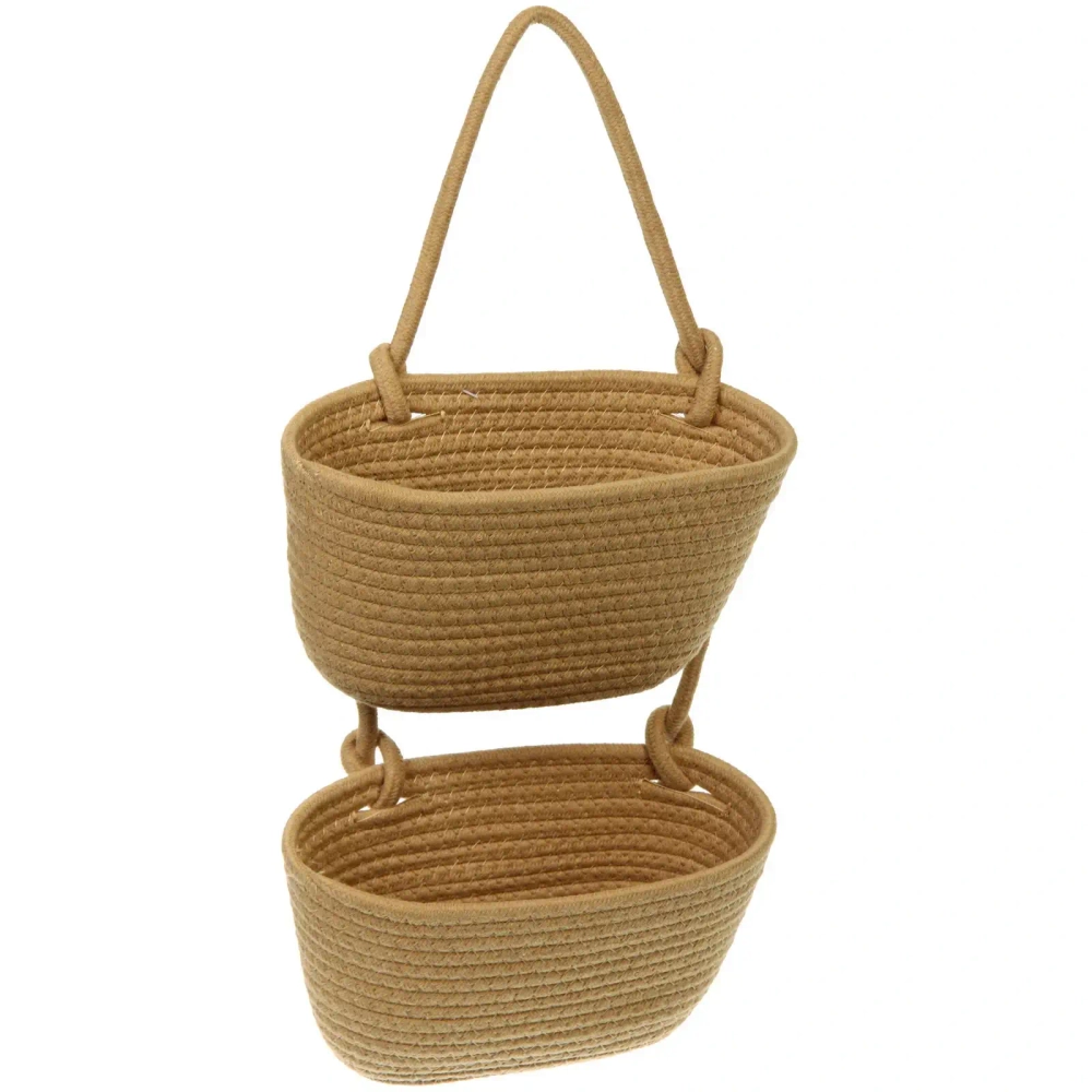 Корзины подвесные ручной работы «ОЛИНТГАР», цвет бежевый, две секции, 50*25*14*11см (лейбл)