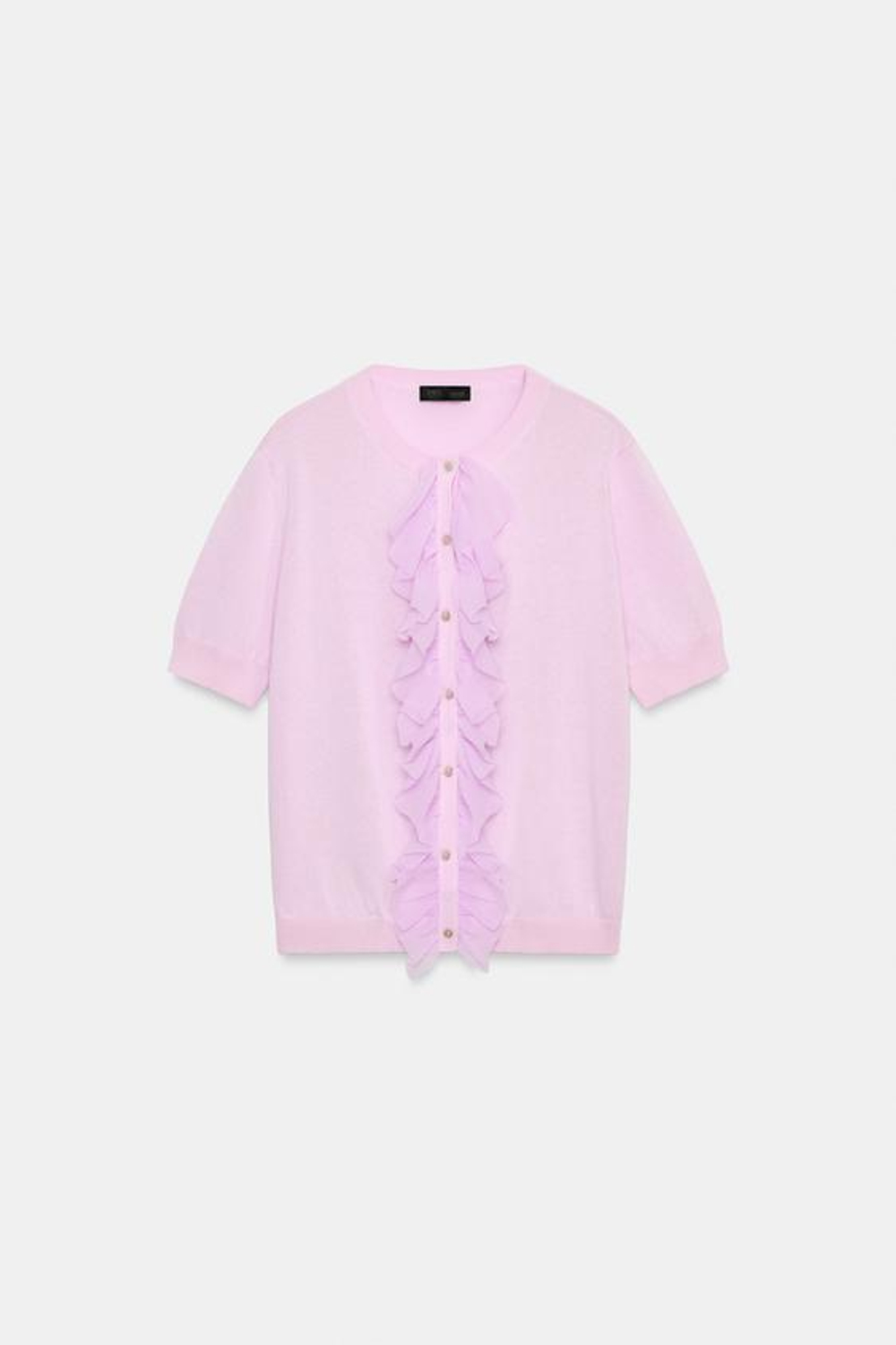 ZARA КАРДИГАН С ВОЛАНАМИ И КОРОТКИМИ РУКАВАМИ, СИРЕНЕВЫЙ
