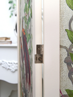 Ширма - перегородка для зонирования пространства деревянная с картинкой с обеих сторон "Райские птички", 3 створки, 480*1800 мм