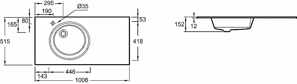 Раковина стеклянная Jacob Delafon ODEON RIVE GAUCHE EB2564-DE1 101 матовая белая
