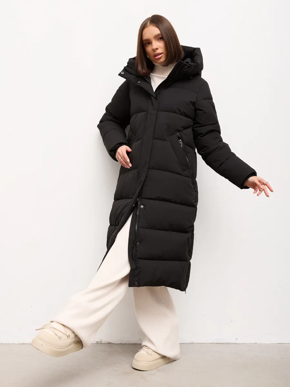 Куртка зимняя длинная с капюшоном