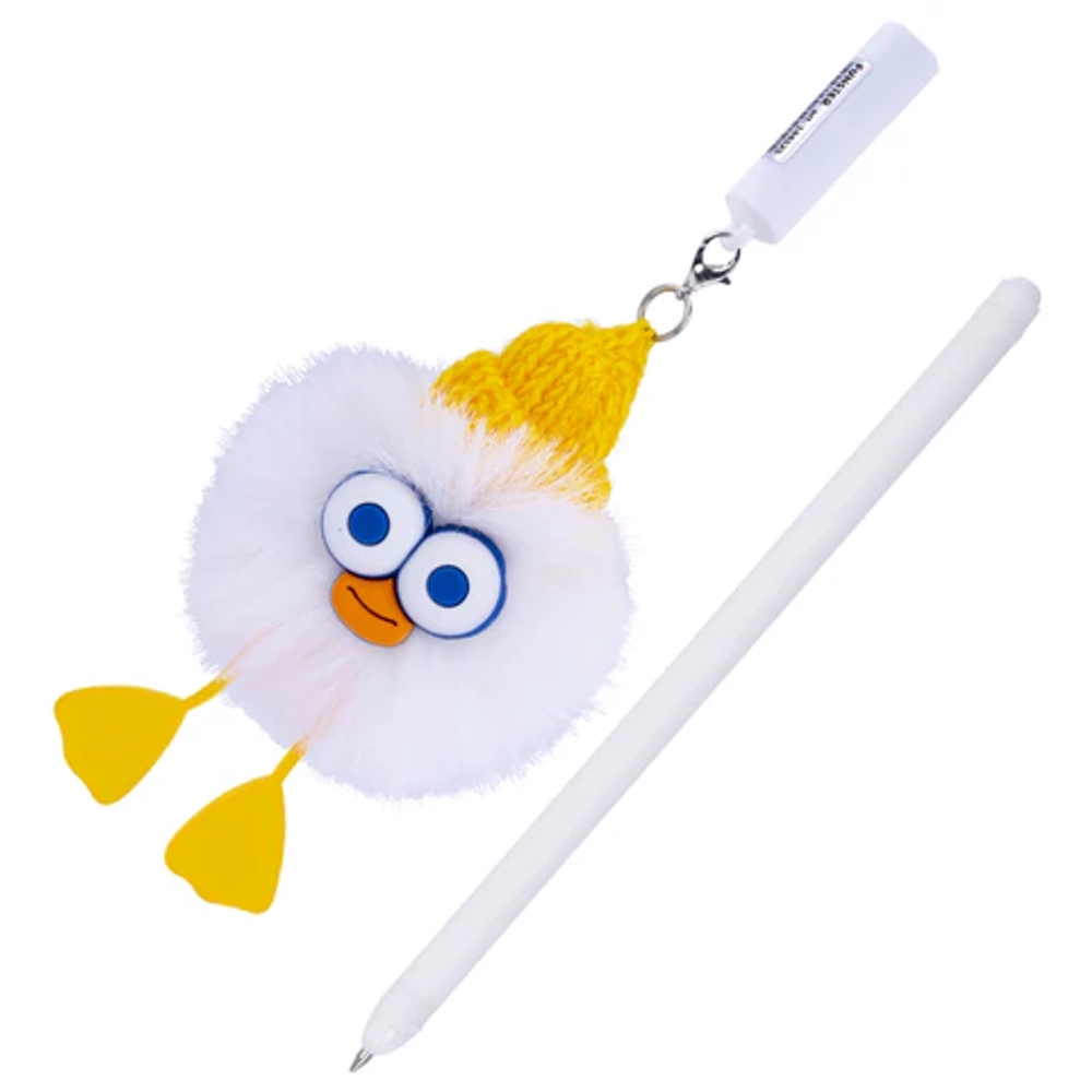 Ручка с пушистой подвеской шариковая ""FLUFFY DUCK", СИНЯЯ, пишущий узел 0,7 мм