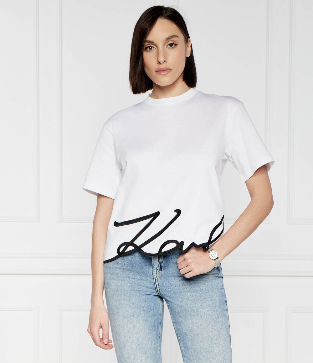 Футболка Signature Hem Karl Lagerfeld - белый(226W1703)