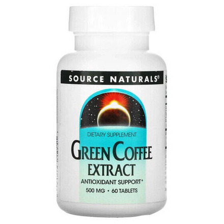 Зеленый кофе и гуарана Source Naturals, Экстракт зеленого кофе, 500 мг, 60 таблеток