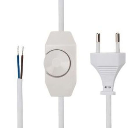 Шнур сетевой с диммером, 2х0,75 мм² 2м белый REXANT