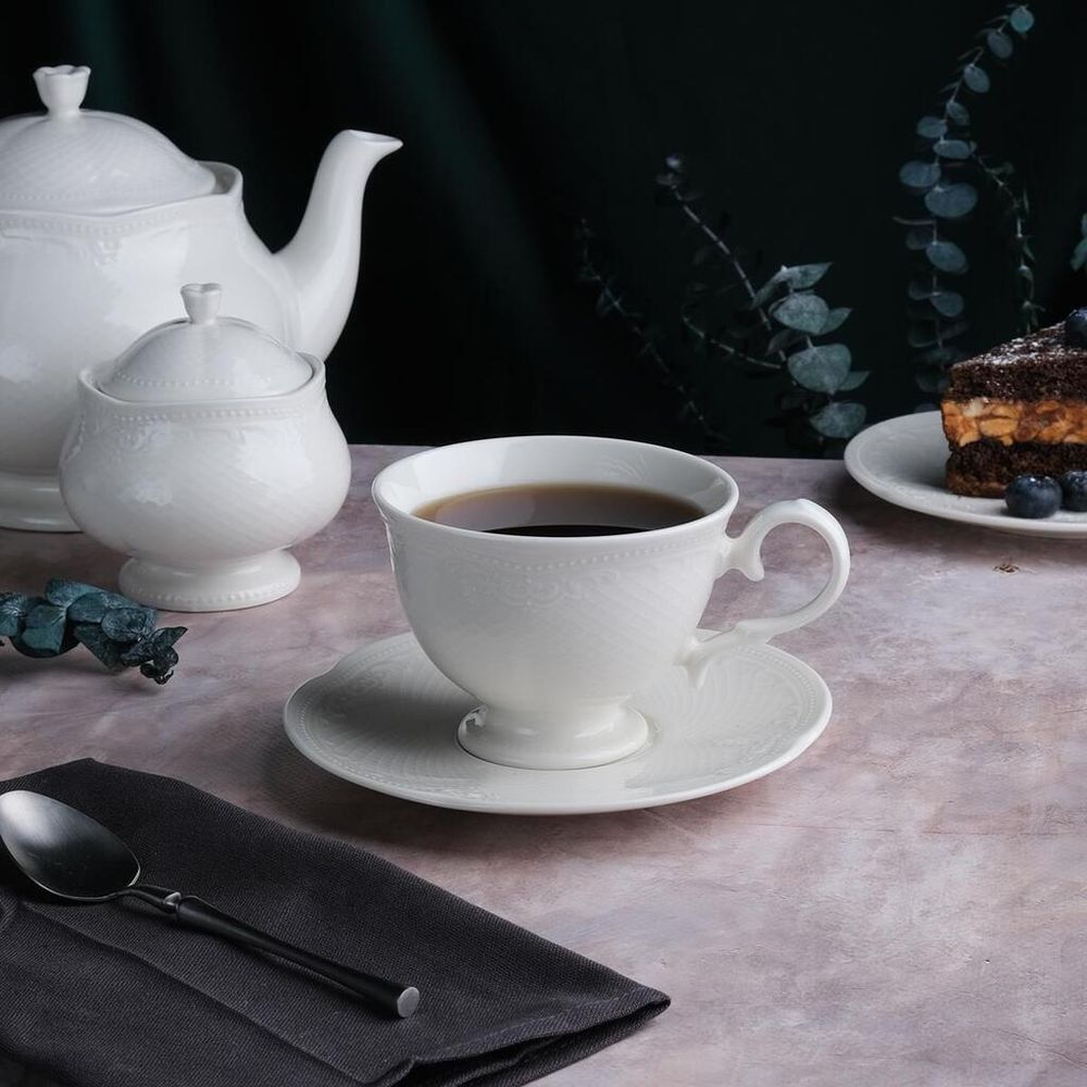 Чайная пара 250 мл белая d 10,4 см h7,6 см Aristocrat Noble [6]