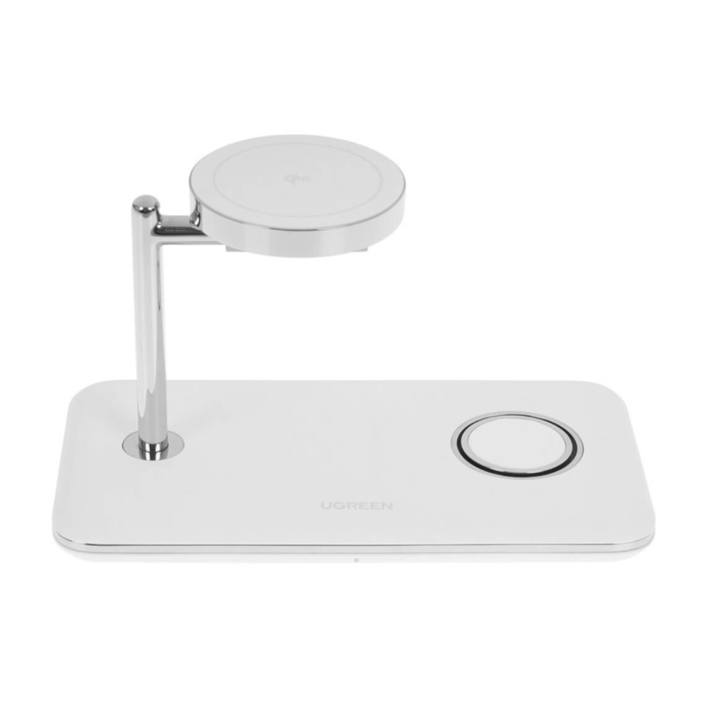 Зарядная станция MagSafe Ugreen для iPhone, Apple Watch и AirPods (Qi2) (CD278) Беспроводная зарядка: Qi 15 Вт, Qi 5 Вт, магнитное крепление для быстрой зарядки Apple Watch (Qi 5 Вт). Проводная зарядка: нет. Сертификации MFi и Qi2. Есть LED-индикация