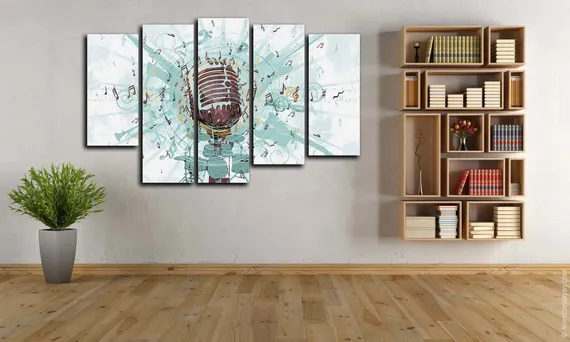 Модульная картина "Музыкальный микрофон"