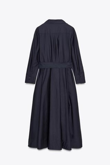 ZARA ПЛАТЬЕ-РУБАШКА ИЗ ПОПЛИНА — ZW COLLECTION, МОРСКОЙ СИНИЙ