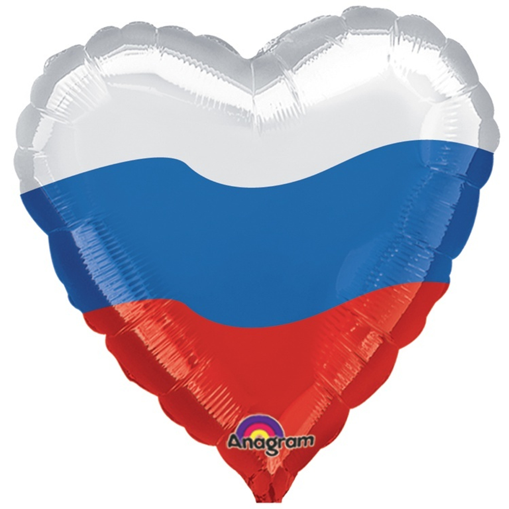 Фольгированная фигура, сердце, Триколор Сердце S40,18"/46СМ
