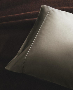 ZARA HOME НАВОЛОЧКА ИЗ ХЛОПКА ПЕРКАЛЬ (300 НИТЕЙ), СЕРЫЙ