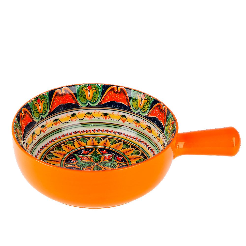 Кокотница с ручкой "Arabesque" (оранжевый) 22х16см (подарочная упаковка)