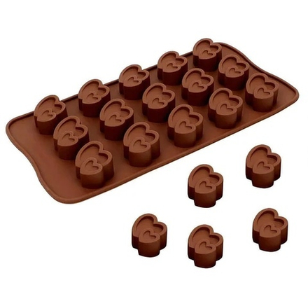 Форма силиконовая "Два сердца 15 шт"