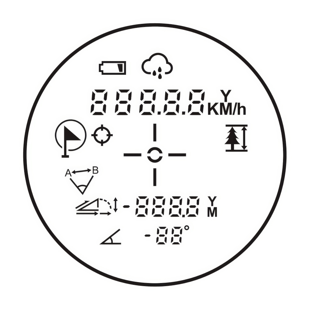 Бинокль Veber Winger 6х22 RF1000 с лазерным дальномером - измерительная сетка