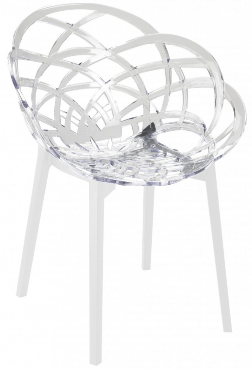 Кресло прозрачное Papatya Flora, белый, прозрачный