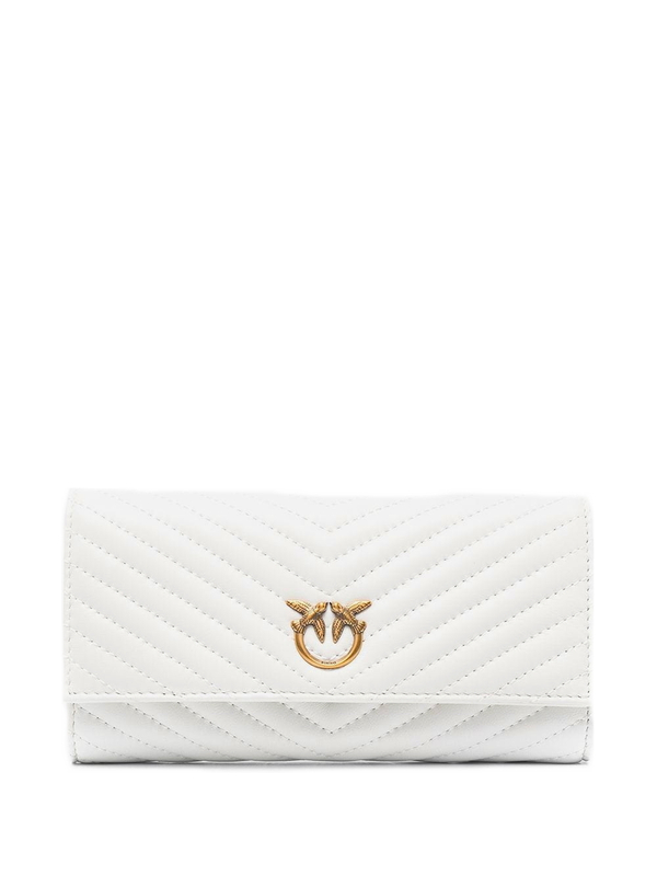 LOVE BIRDS QUILTED WALLET - white