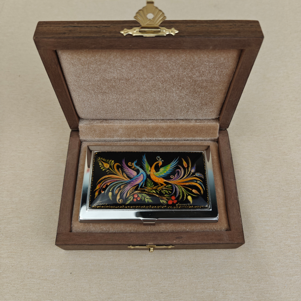 Визитница "Две Жар-птицы" (роспись Палех)