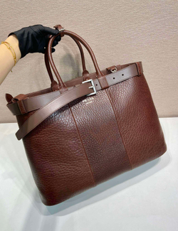 Prada Buckle Leather Bag With Belt 48 cm