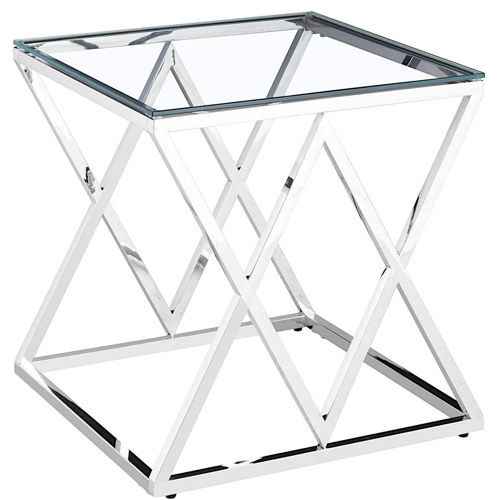 Столик журнальный LA ALTA LIVIA прозрачное стекло 55*55*55, каркас серебро