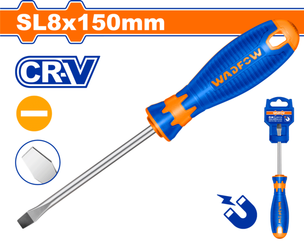 Oтвертка плоская SL8х150мм (12/144) WADFOW WSD1286