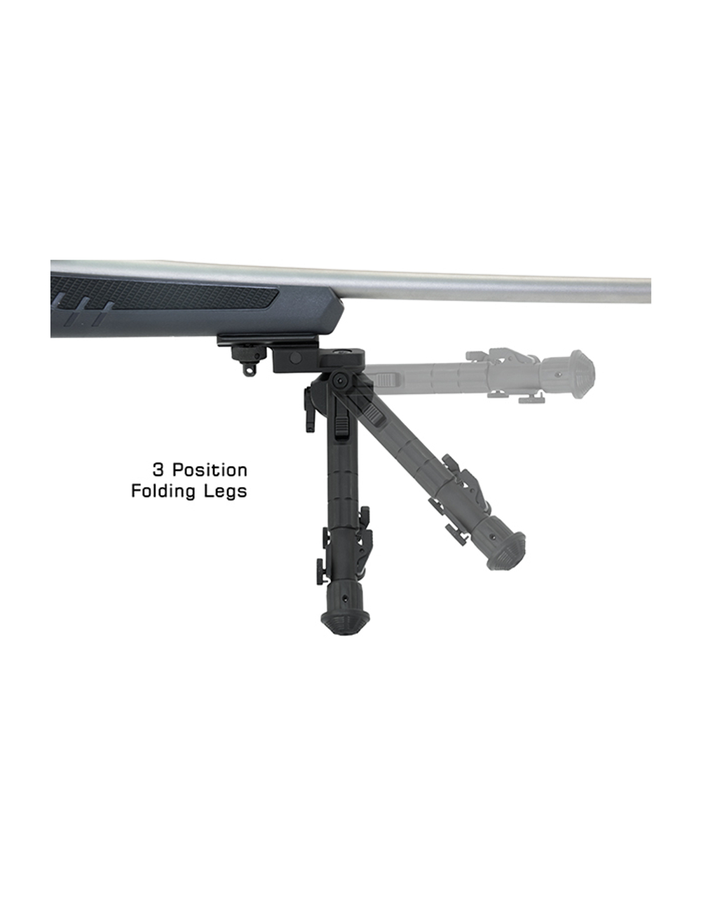 Сошки Leapers UTG 360° для установки на оружие на планку Picatinny TL-BP01-A (регулируемые, фиксация рычагом) высота от 18 до 26см
