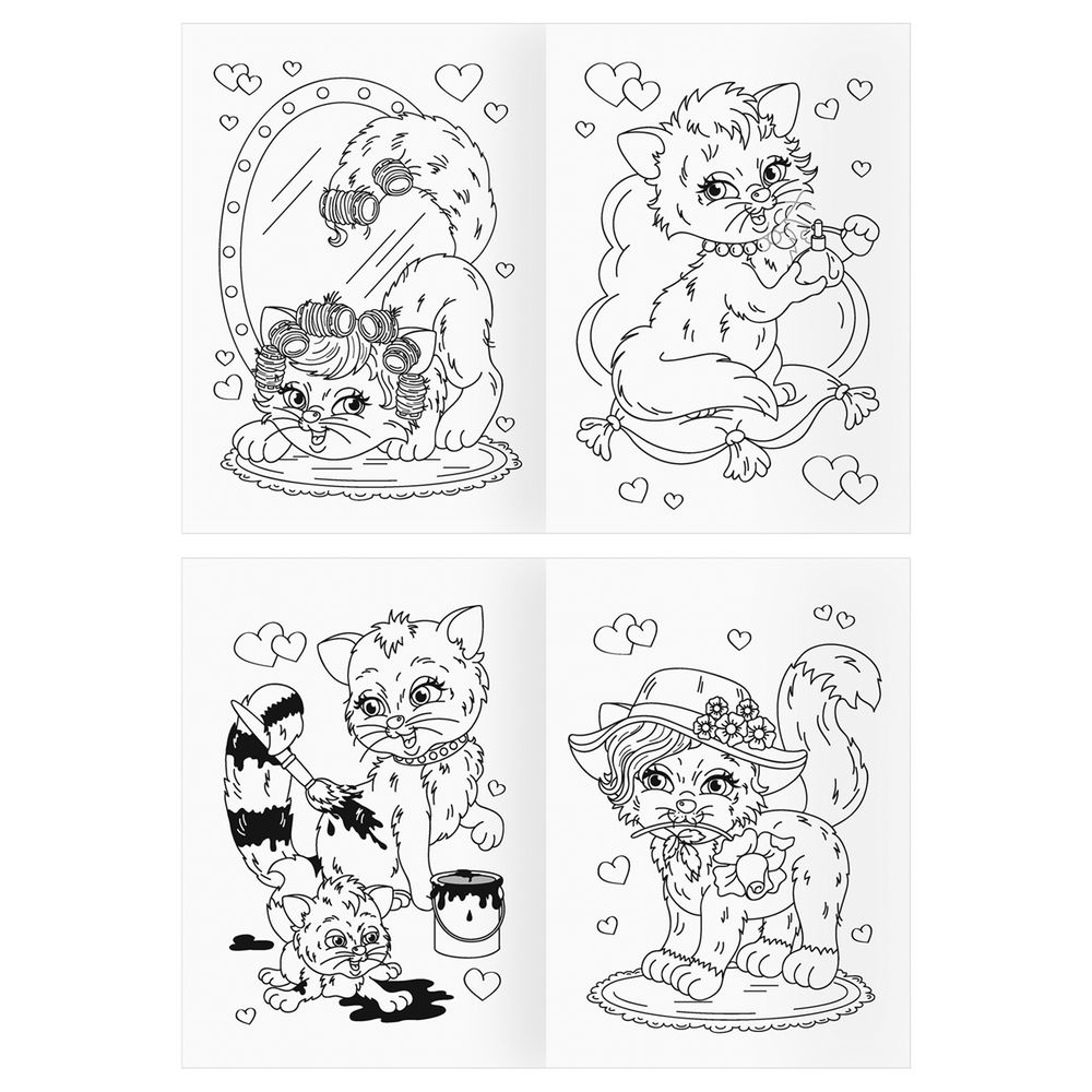 Раскраска А4, 8стр., Три совы, Кошечки-модницы