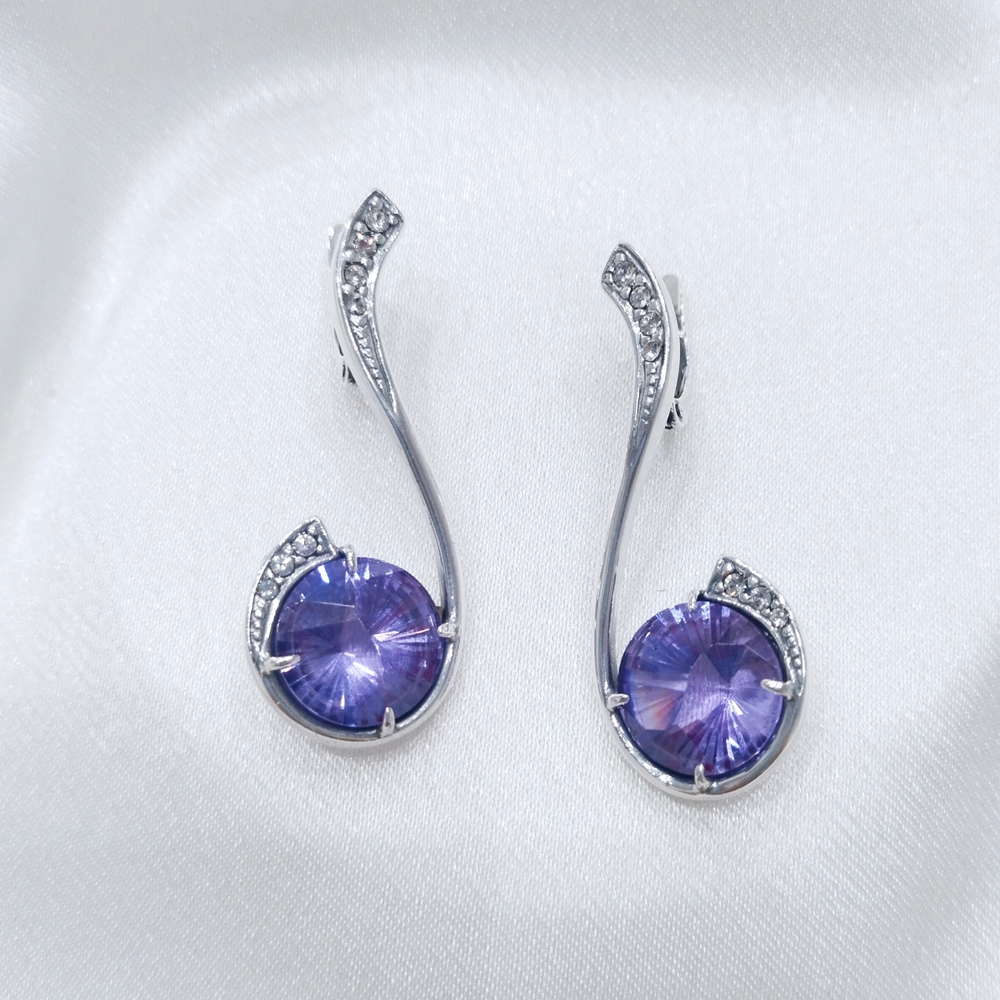 "Бонито" серьги в серебряном покрытии из коллекции "Метаморфозы" от Jenavi с английским замком