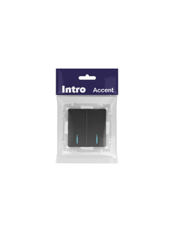 Выключатель 2-кл. СП Accent 6-105-05 10А IP20 250В с подсветкой AL/CU антрацит Intro Б0063516