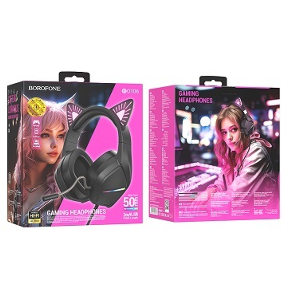Игровая гарнитура BOROFONE BO106 Phantom Cat (черный)