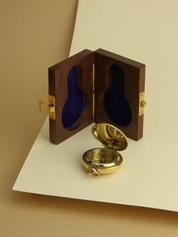 Nautical Карманный компас в деревянном футляре