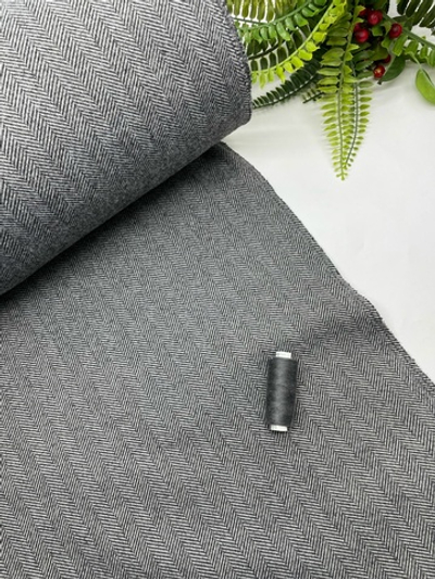 Пальтовый трикотаж елочка серый