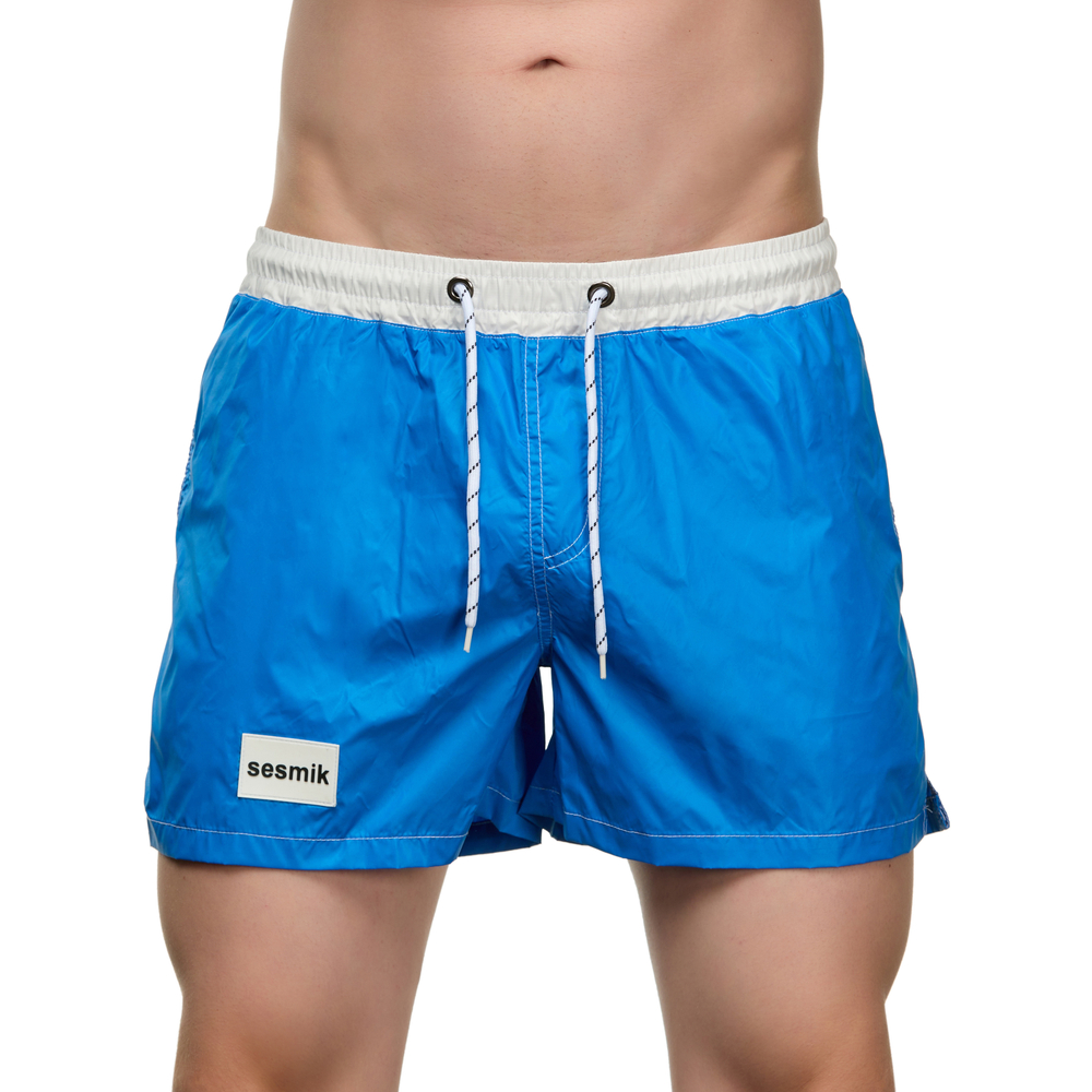 Мужские шорты синие с белым карманом сзади Sesmik STORM COLORS BLUE