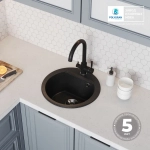Мойка POLYGRAN ATOL-460 черный №16, смеситель COLORADO черный №16