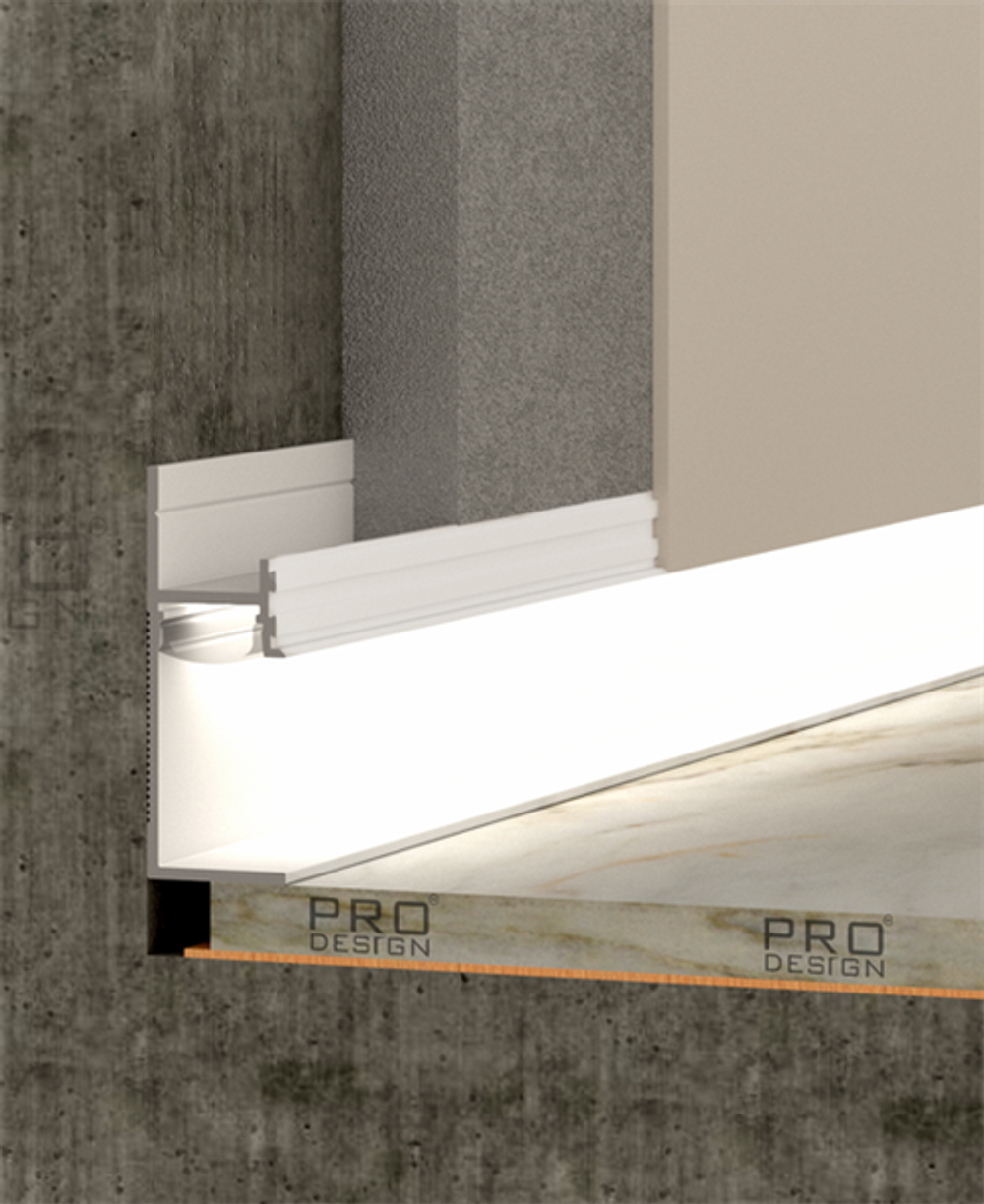 Теневой плинтус скрытого монтажа Pro Design 7210 Белый грунт 2700мм
