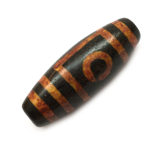 Агат Дзи "Два глаза", бусины черные 30х10 мм