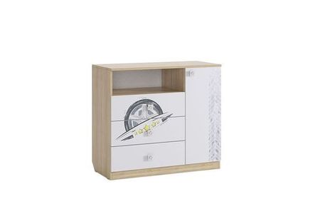 Комод «Форсаж» (дуб сонома/белый), ЛДСП, Мебельсон