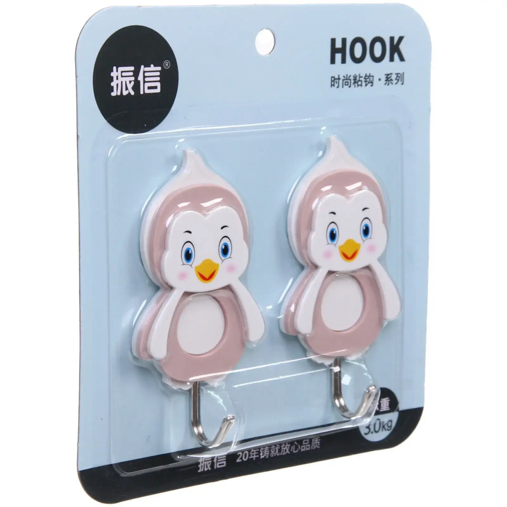 Крючки в наборе 2 шт на липкой основе «ИДЕЯДОМА», пингвинята, микс два дизайна, нагрузка 3кг/4*8см