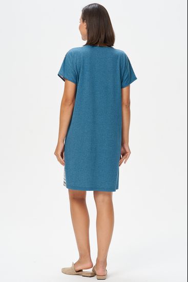 Платье женское домашнее прямого силуэта, до колена Лори N1690-E50, синее