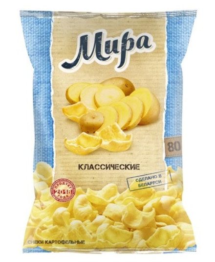 Снеки "Мира" картофельные с натуральным вкусом 80г. Машпищепрод