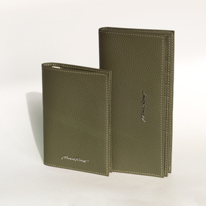 Мужской кожаный кошелек, теленок зеленого цвета