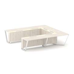 Steel Meet Стол переговорный П-образный KMK-PR.B.SP-11P Денвер Светлый/Ваниль Глянец/Металл Белый 32