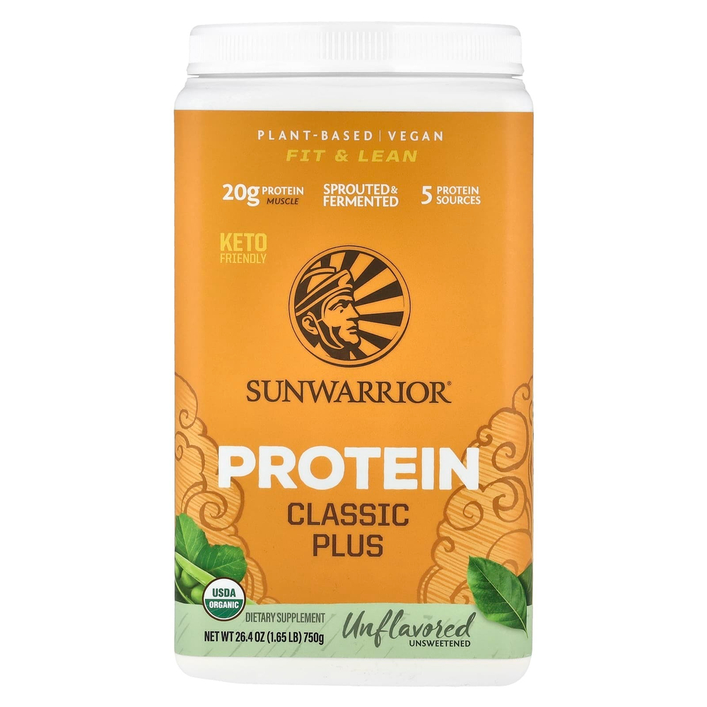 Sunwarrior, Protein Classic Plus, протеин на растительной основе, натуральный, 750 г (1,65 фунта)