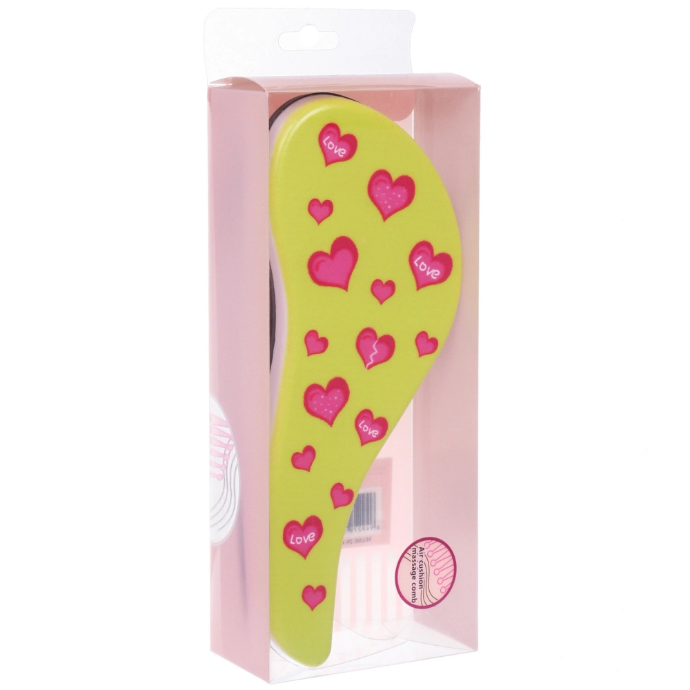 Расческа массажная компактная «АМОР», микс 4 дизайна, 18*7,5см (PVC коробка)