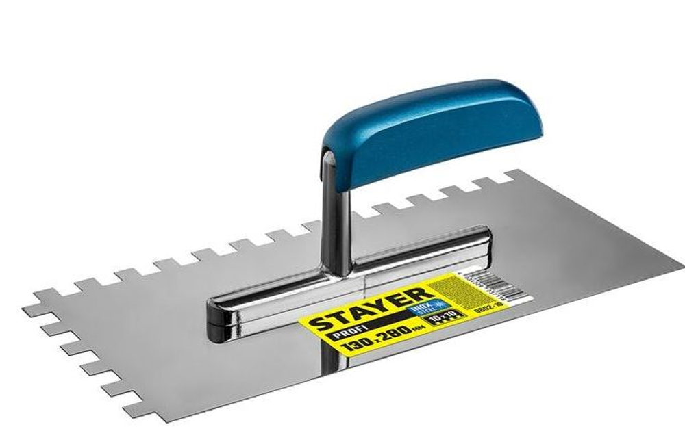 STAYER 130х280 мм, 10х10 мм, нержавеющая, деревянная рукоятка, гладилка штукатурная