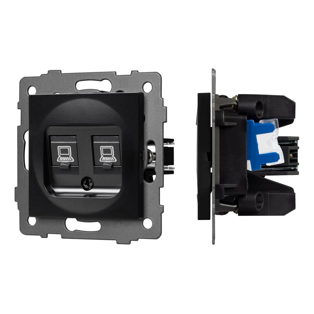 Механизм компьютерной розетки двойной SCT-MPC2-PL-BK-V (RJ-45, CAT6) (Arlight, -) 049853