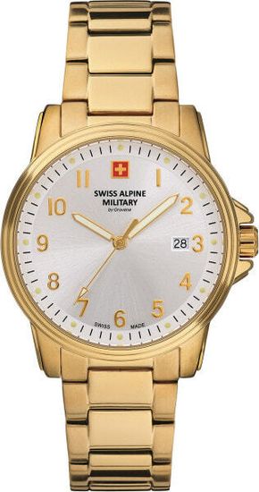 С браслетом Мужские наручные часы с золотым браслетом Swiss Alpine Military 7011.1112 mens 40mm 10ATM
