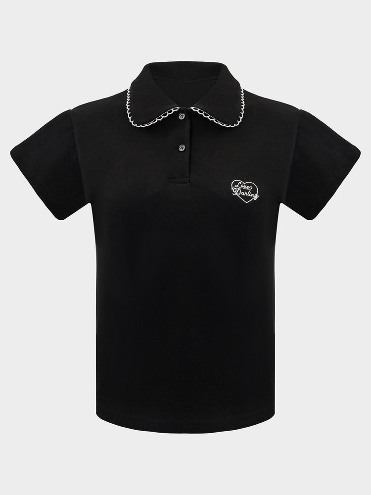 Поло с вышивкой / black