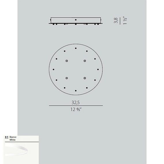 Потолочное крепление для 4 горизонтальных светильников Panzeri XM03301.534.0002 white (Италия)