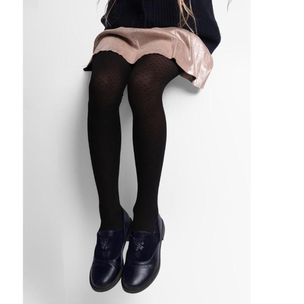 Колготки "Мелкие сердечки" 40 den, чёрный, 10-12 лет 9518828, 1 шт.